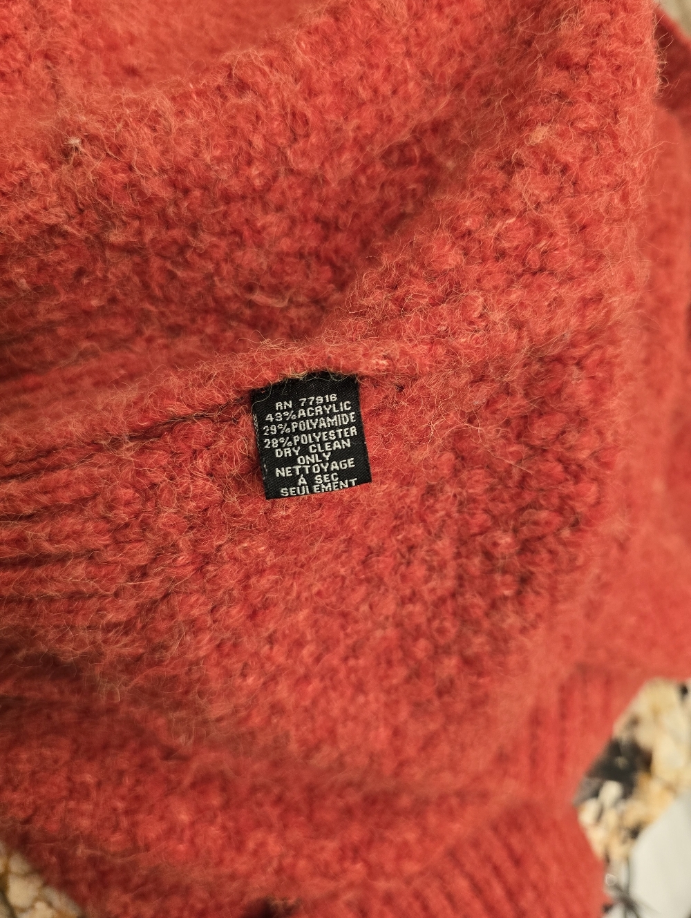 Anthropologie Pilcro Oversized Cuffed Cardigan OS Orange Red - Picture 8 of 11